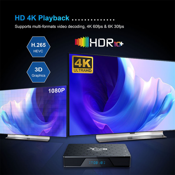 Smart TV Box Android 12 X98h Pro Quad Core 4k Media Player 2.4g 5g Wifi Bluetooth 5.0 EU Plug 2+16GB K484-PEL_0O3AS5N4