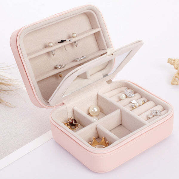 Color: GRAY - Cool Jewels A Palm Sized Compact Jewelry Box K290-44498589614353