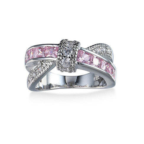 Ring Style: Love Me Pink,Ring Size: 10 - You Cross My Mind Ring Diamond Crystals In 3 Lovely Colors K290-47442127880465