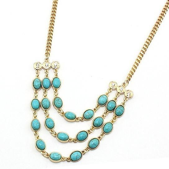 Beauteous Turquoise Necklace With 3 Strands K290-25260134224
