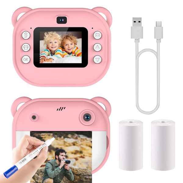 2 Inch Kids Camera 1080P Video Recorder Portable Digital Camera Toy Photo Instant Printing Mini Tod K484-PEL_0RQA1DN5