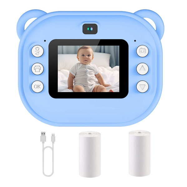 2 Inch Kids Camera 1080P Video Recorder Portable Digital Camera Toy Photo Instant Printing Mini Tod K484-PEL_0RQA1DN5