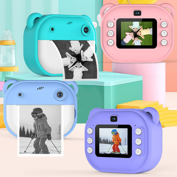 2 Inch Kids Camera 1080P Video Recorder Portable Digital Camera Toy Photo Instant Printing Mini Tod K484-PEL_0RQA1DN5