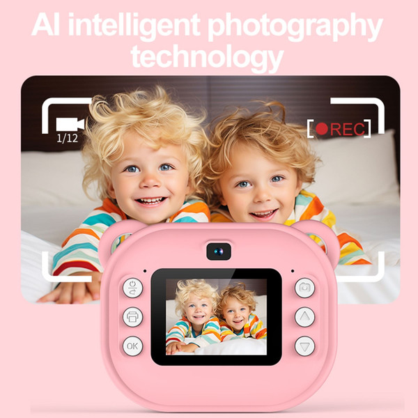 2 Inch Kids Camera 1080P Video Recorder Portable Digital Camera Toy Photo Instant Printing Mini Tod K484-PEL_0RQA1DN5
