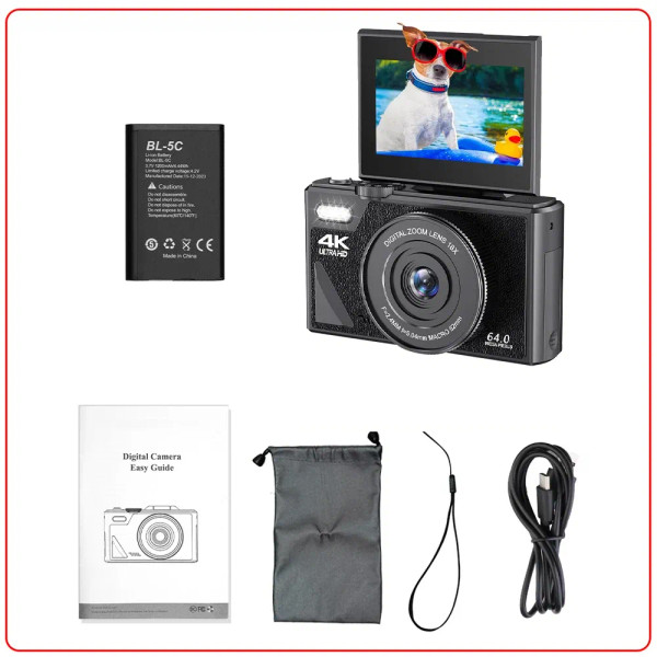 Bundle: Bundle2, Color: WHITE, Ships From: CHINA - Top Compact Digital Photography Camera 4K 18X Di F640-12000044617881893