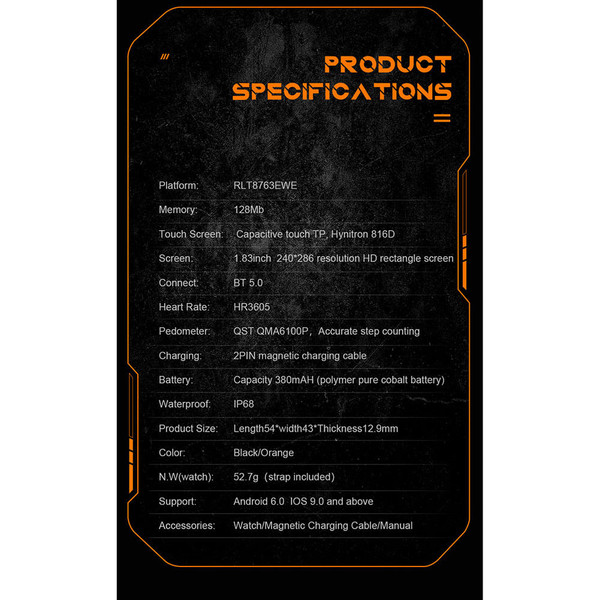 US C20pro Men Smart Watch Bluetooth Call 1.83 Inch HD Screen Waterproof Sports Smartwatch Orange K484-PEL_0P6MERVY_US
