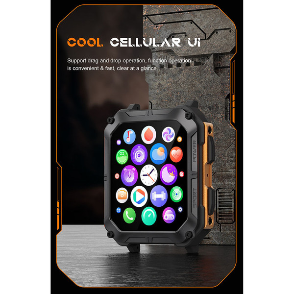 US C20pro Men Smart Watch Bluetooth Call 1.83 Inch HD Screen Waterproof Sports Smartwatch Orange K484-PEL_0P6MERVY_US