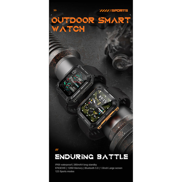 US C20pro Men Smart Watch Bluetooth Call 1.83 Inch HD Screen Waterproof Sports Smartwatch Orange K484-PEL_0P6MERVY_US
