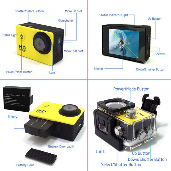 Outdoor Action Camera 30m Waterproof Diving Camcorder Multifunctional Hd 4k Sj4000 Underwater Dv Ca K484-PEL_0OVFH78E
