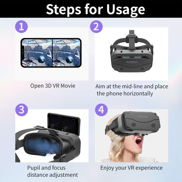 3d Virtual Reality Gaming Glasses Headset Dual Adjustable Focal Lengths Vr Glasses For 4.5-7.0 Inch K484-PEL_0NU0YOPG