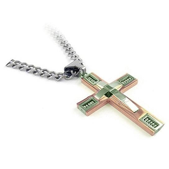 Keepsake Cross Pendant With A Curb Chain For Men 18kt Gold Plated F369-9936905040