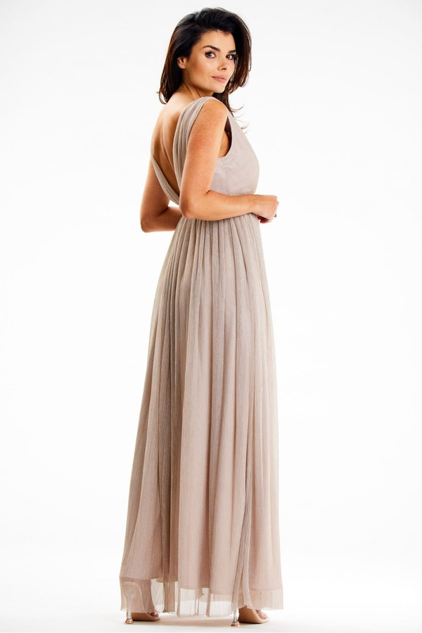 beige - Long dress model 189443 awama U704-189443