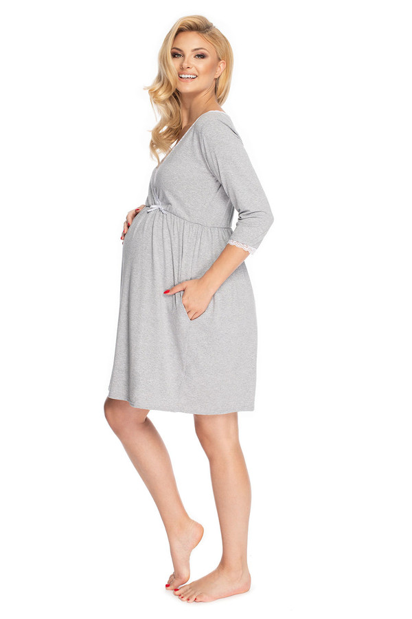 grey - maternity nightgown model 147509 PeeKaBoo U704-147509