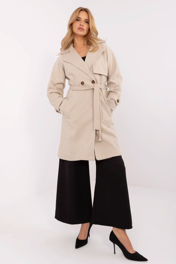 beige - Coat model 210667 Och Bella U704-210667