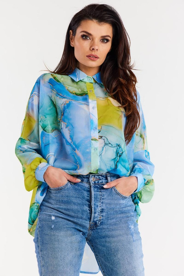 multicolor - Long sleeve shirt model 196618 awama U704-196618