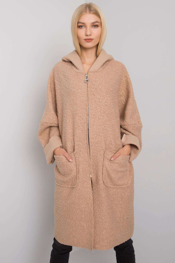 beige - Coat model 159760 Och Bella U704-159760