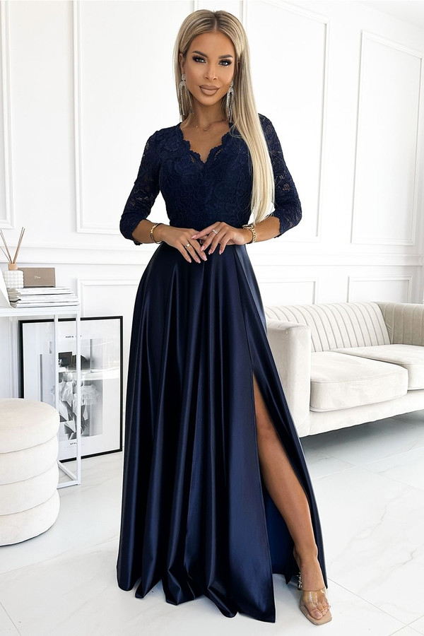navy blue - Long dress model 188119 Numoco U704-188119