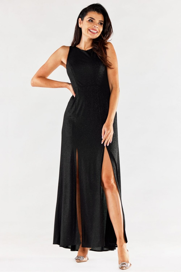 black - Long dress model 174385 awama U704-174385