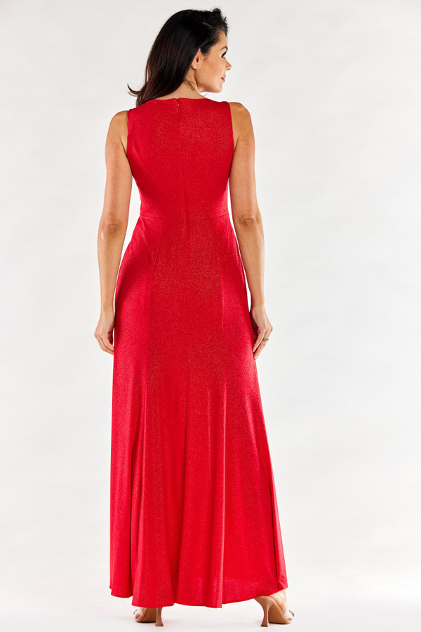 red - Long dress model 174383 awama U704-174383