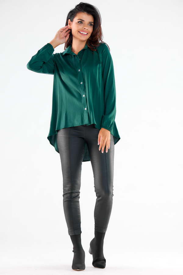 green - Long sleeve shirt model 173914 awama U704-173914
