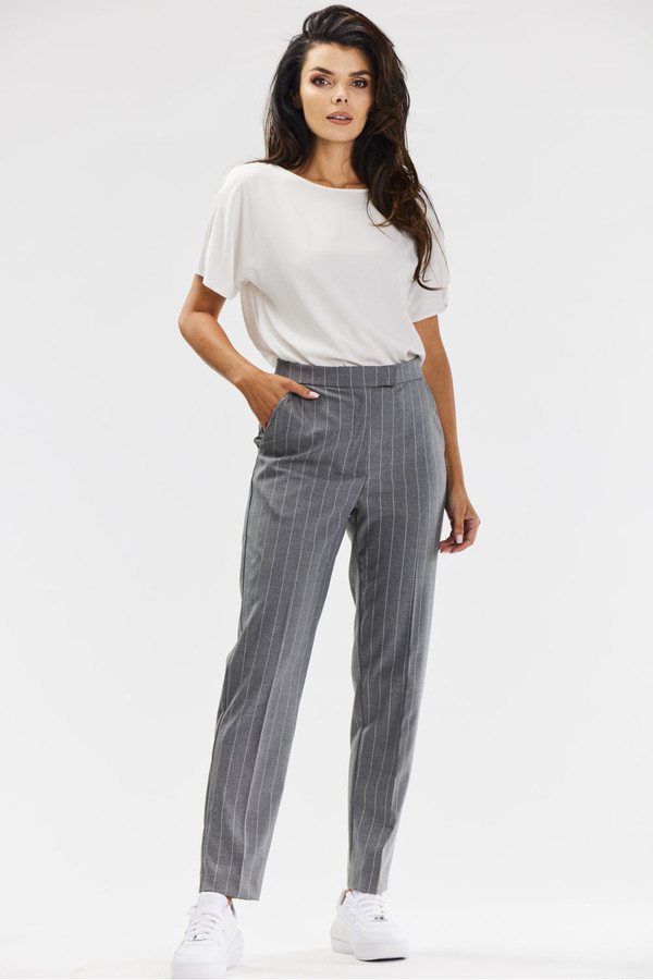 grey - Women trousers model 200562 awama U704-200562