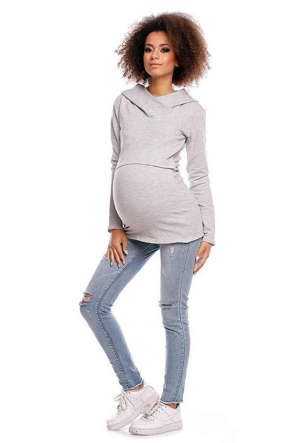 grey - Maternity sweatshirt model 84459 PeeKaBoo U704-84459