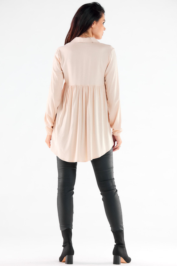 beige - Long sleeve shirt model 173916 awama U704-173916