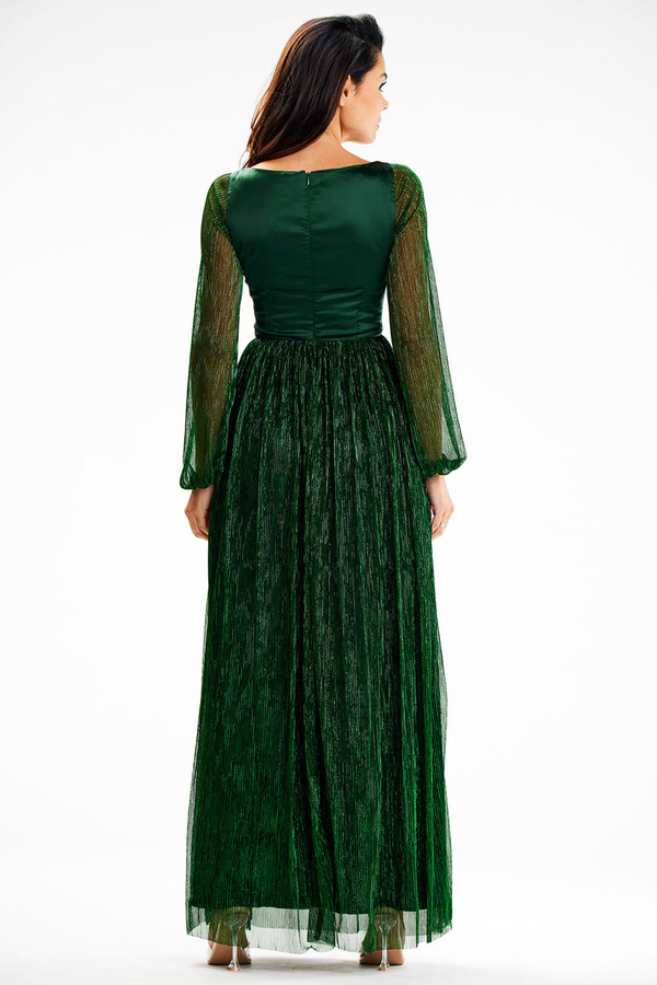 green - Long dress model 189438 awama U704-189438