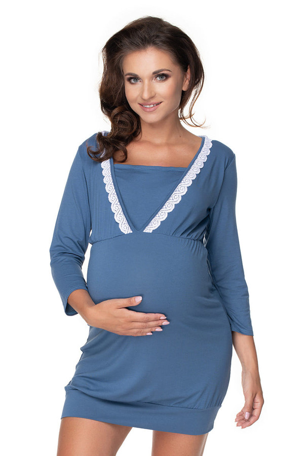 blue - maternity nightgown model 138227 PeeKaBoo U704-138227