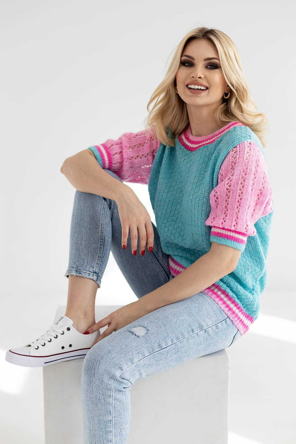 green - Short sleeve sweater model 178641 PeeKaBoo U704-178641