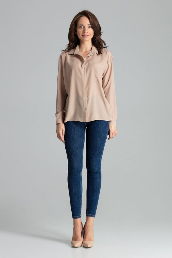 beige - Long sleeve shirt model 135870 Lenitif U704-135870
