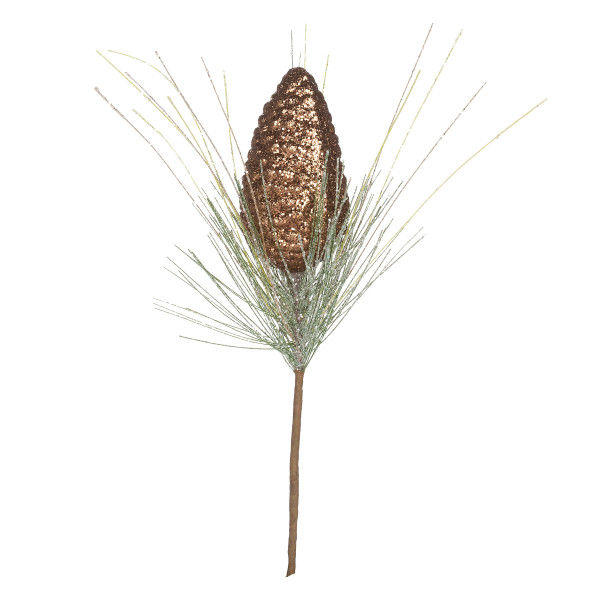 Glitter Pinecone Pick Gold Green 4 X 12 Inches N274-FC01370655