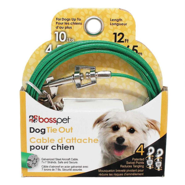 Boss Pet Small Dog Twin Swivel Vinyl Coated Tie Outs 12 ft N274-BP01Q221200099