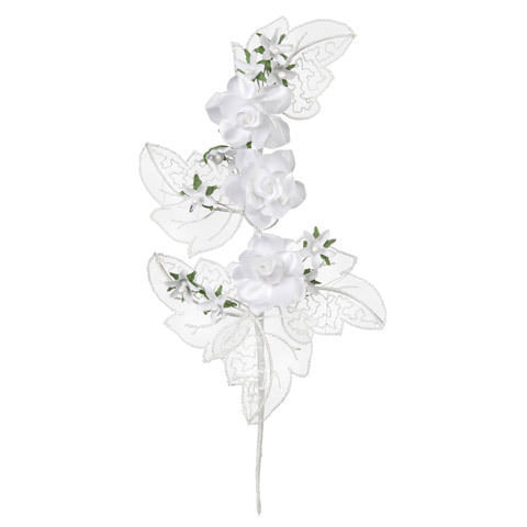 Embossed Leaves With Three Small Open Roses White 12 Pack N274-FC01130472