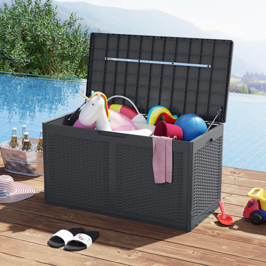100 Gallon Resin Deck Box Outdoor Waterproof Storage Bench-Gray - Color: Gray D681-NP12401GR
