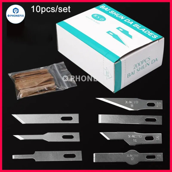 Color: GRAY - 10pcs #4A #11 #18 Scalpel Knife Blades Engraving Non-Slip Metal Scalpel Knife Replace F640-12000037981841292