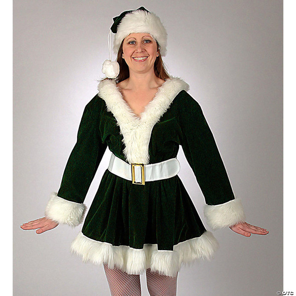 Adult Women s Green Velvet Perky Pixie Mrs. Clause Dress Costume  Large N274-MR01AE7204GLG