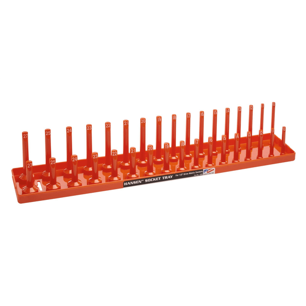 Hansen Global 1/2 Inch Metric 2 Row Regular/Deep Socket Holder Tray - Color Orange T398-HNE1206