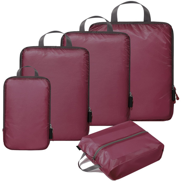 Color: Wine Red 5pcs - Waterproof Travel Buggy Bag Four-piece Five-piece Set Q119-CJYD201090209IR