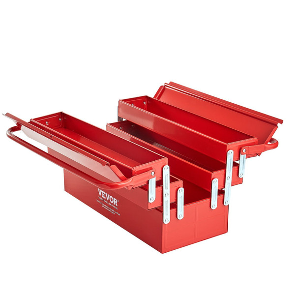 Metal Tool Box, 18-inch, 3-Tier 5-Tray Portable Folding Tool Chest Organizer with Handle & Lock Hol E415-FDSBXSGJX18IMMLQMV0