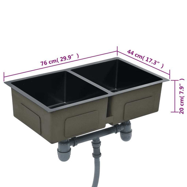 Handmade Kitchen Sink Black Stainless Steel A949-145085