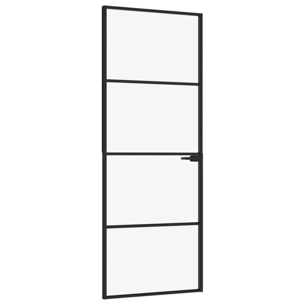 Interior Door Black 29.9"x79.3" Tempered Glass&Aluminum Slim A949-153658