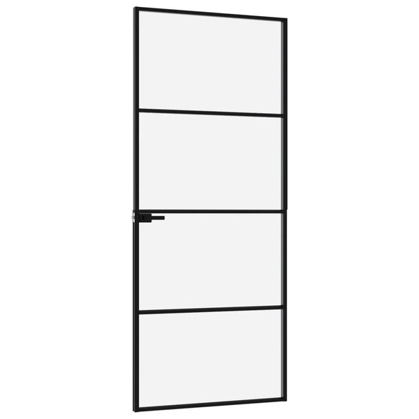 Interior Door Black 29.9"x79.3" Tempered Glass&Aluminum Slim A949-153658