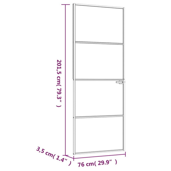 Interior Door Black 29.9"x79.3" Tempered Glass&Aluminum Slim A949-153658