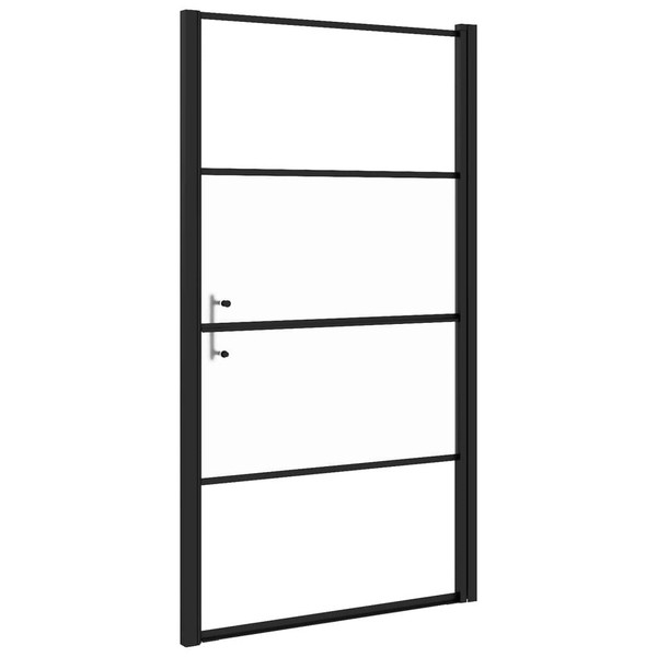 Shower Door 39.4"x70.1" Half Frosted Tempered Glass Black A949-151867