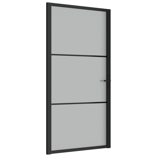 Interior Door 40.4"x79.3" Black Matt Glass and Aluminum A949-350555