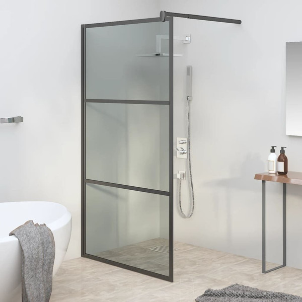 Walk-in Shower Wall 39.4"x76.8" Dark ESG Glass Black A949-151891