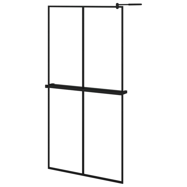 Walk-in Shower Wall with Shelf Black 39.4"x76.8" ESG Glass&Aluminum A949-3185470