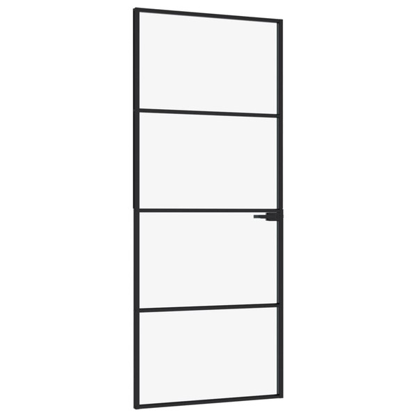 Interior Door Black 32.7"x79.3" Tempered Glass&Aluminum Slim A949-153659