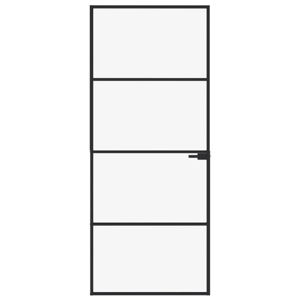 Interior Door Black 32.7"x79.3" Tempered Glass&Aluminum Slim A949-153659